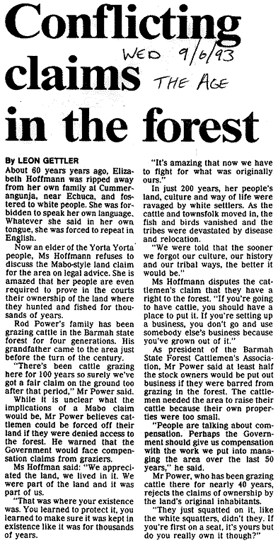 Conflicting claims in the forest, 1993