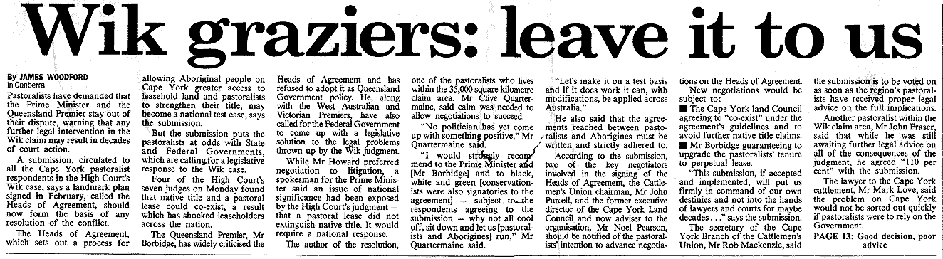 Wik Graziers: Leave It to Us, 1996