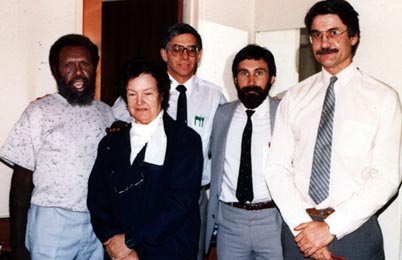 Qld Supreme Court trial, legal team with Eddie Mabo, 1985-1986