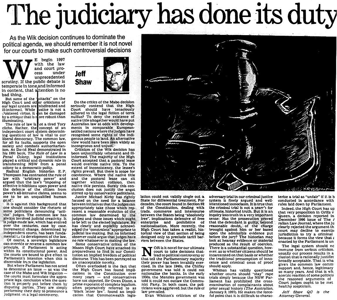 The judiciary has done its duty, 1997
