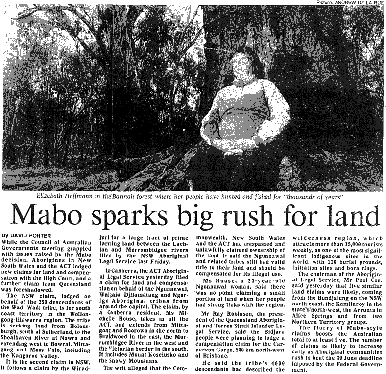 Mabo sparks big rush for land, 1993