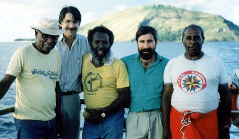 The plaintiffs and legal counsel on boat to Mer, 1989