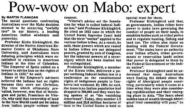 Pow-wow on mabo: Expert, 1993