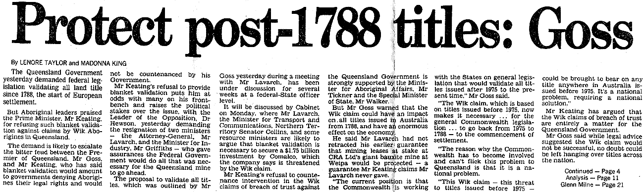 Protect post-1788 titles: Goss, 1993